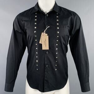 COMME des GARCONS HOMME PLUS Size XS Black Studded Cotton Long Sleeve Shirt